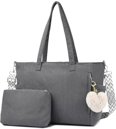 Makukke Cord Tote Bag Shopper Tasche Damen Umhängetasche Groß Handtasche Schultertaschen für Arbeit Büro Reisen Einkaufen Schule