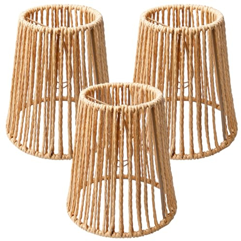 3 Stück Rattan Lampenschirm, ø14.5cm Lampenschirm Boho Korb, HandgewebterLampenschirm Aus Bambus, Hohe Lichtdurchlässigkeit, Für Tischlampe Hängelampe Deckenlampe Stehlampe Wandlampe