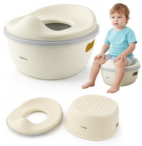 Merkan Töpfchen Sitzauflage Toilette, Touristentopf, Kinderfuß, Tragbar, 3in1 Nachttasse (Beige)