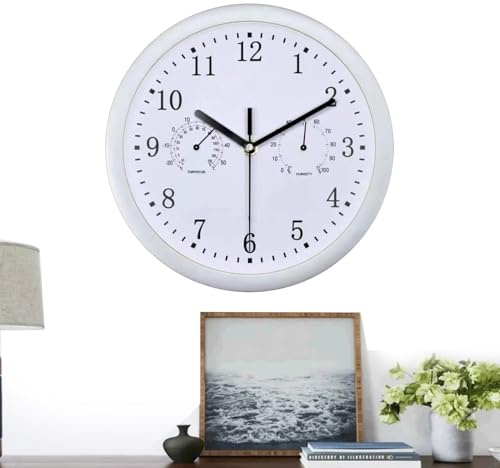 Tiajingzi Wetterfeste Outdoor-Uhr, Wetterfest Uhr mit Thermometer und Hygrometer, wasserdichte Gartenuhr, Outdoor Gartenuhr, Außenuhren Wetterfest Für Terrasse, Balkon, Garten, Heimdekoration