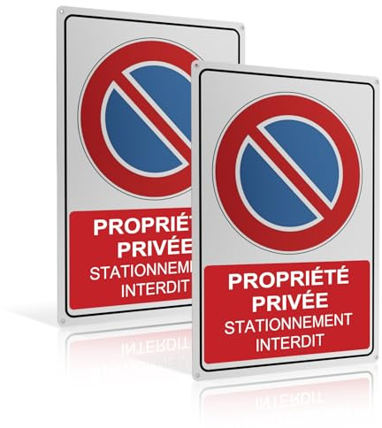 REIGY 2 Pièces Panneau Propriété Privée Stationnement Interdit Aluminium 20 * 30 CM, Pancarte Propriété Privée Défense de Stationner Metal, défense d'entrer, Résistant aux UV
