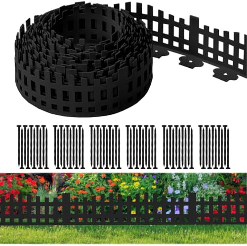 Garden Edging 33FT x 4.9IN Tall, Landscape Edging Borders with 60pcs Plastic Stakes,Arched Design Black Flexible Lawn Edging Border, Without Digging Edge Fence DIY for Tree Flowerbeds Grass Yard