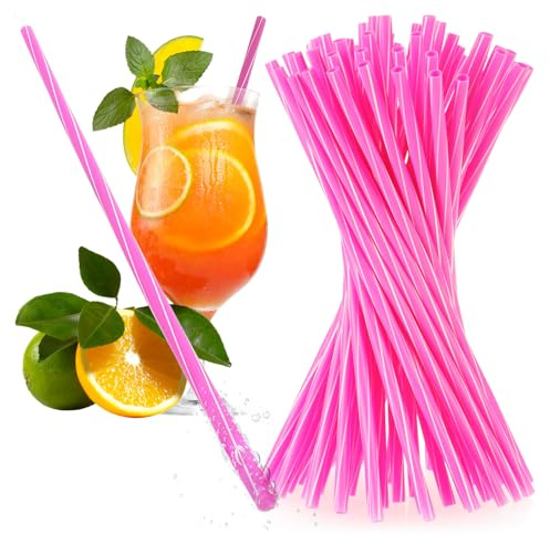 Robin Goods® 50x wiederverwendbare Trinkhalme aus Hartplastik - 22 cm, spülmaschinengeeignet, für Smoothies, Cocktails & Heißgetränke (pink - 50x)