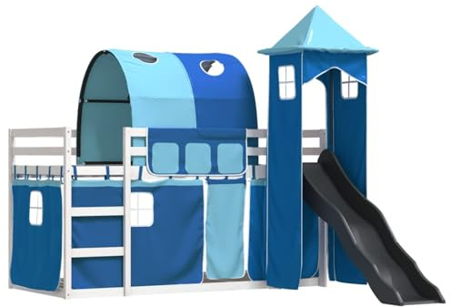 Gecheer White Pine Wood Bunk Bed with Slide and Ladder for Kids, 90x200cm Mattress Size, Indoor Use, 6+ Years Model3284165
