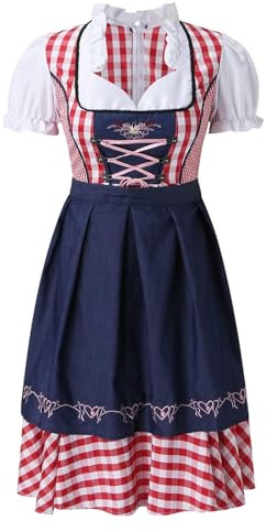 Zunishaone Disfraces para mujer – vestidos de tirolesa a cuadros, trajes tradicionales alemanes bávaros, festival de cerveza, cosplay, perfecto para fiestas de carnaval, fiestas, cosplay, eventos