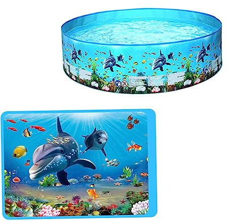 LOPUNER Colorful Outdoor Round Swimming Pool Hard Plastic Paddling Bathtub for Summer Water Play Household Childrens Pool for Backyard Fun and Parent Interaction