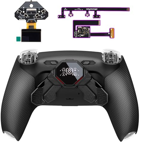 eXtremeRate Spark Remap Paddles Kit für ps5 Controller BDM-010/020 Model, Upgrade Clicky Trigger Modul&4 belegbar Back Buttons mit OLED-Display&Grips Rückgehäuse Zubehör für ps5-Schwarz