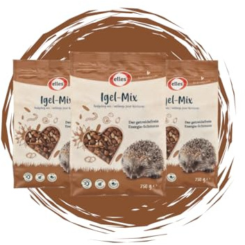 Elles Igel-Mix – 3x750g Naturbelassenes Igelfutter – Energiereiches Ergänzungsfutter mit Insektenprotein & Nüssen – Artgerecht für Wildtiere im Garten – Ganzjahresfütterung für Igel – Made in Germany