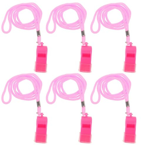 HONITANO Lot De 6 Sifflets Roses De Noël pour Jeux Sportifs Football Basketball Arbitre Sifflet D’Urgence Rose avec Cordon Son Clair Et Puissant