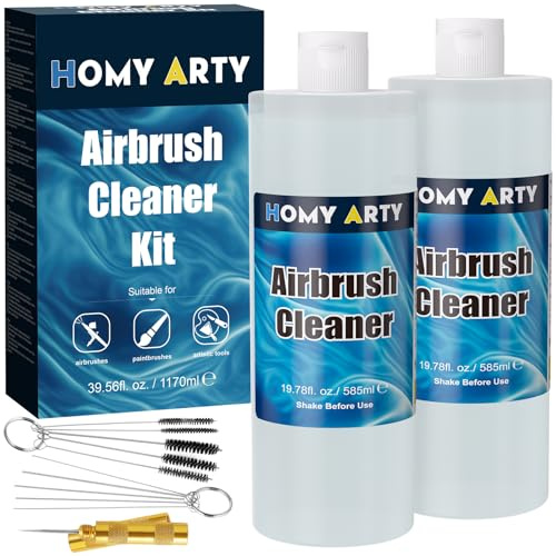 HOMY ARTY 1170 ml airbrush-rengörare med borstar och nålar för rengöring av airbrush rengöringsset för airbrush akrylfärger airbrush-borstar och konstverktyg – Aerbrush Cleaner