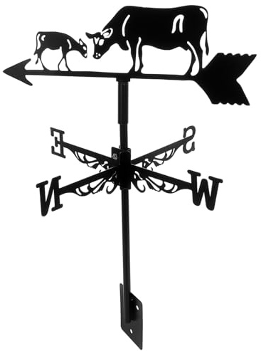 Alasum Girouette en Fer Style Européen Vache, Indicateur de Direction du Vent pour Toit, Décoration de Jardin Extérieur Résistante aux Intempéries, Girouette Décorative Robuste