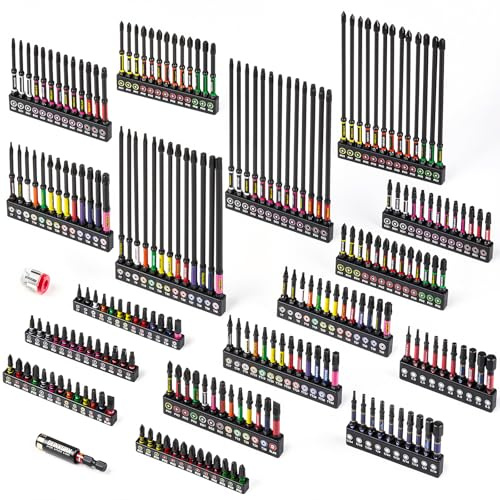 Geinxurn Juego de 217 puntas de destornillador de impacto, S2 de acero magnético Phillips/ranurado/Pozi/Torx/Hex Muliti juego de puntas con soporte de brocas de impacto y magnetizador/desmagnetizador