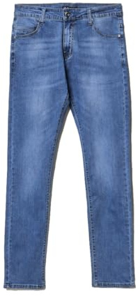 N+1 Jeans Uomo Slim Fit Elasticizzati 5 Tasche Slavati Taschino 46 48 50 52 54 56 (60 - Denim Chiaro)