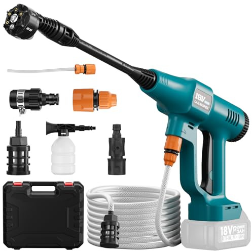 Cordless Pressure Washer for Makita 18V Battery, Portable Battery Powered Washer with 6-in-1 Nozzle, 6.5M Braided Hose Direct Connection to Tap for Car/Patio (Battery Not Included)