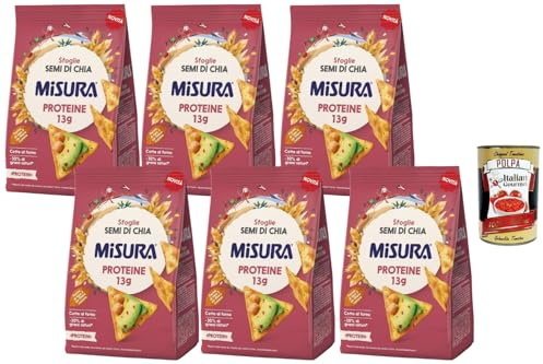 Italian Gourmet Bundle Proteinreiche Chia-Cracker 6x 170g + Italian Gourmet Polpa Gratis – Italienische Sfoglie mit Chiasamen, ofengebackenes Snackgebäck für Aperitivo & Dips 1,02kg