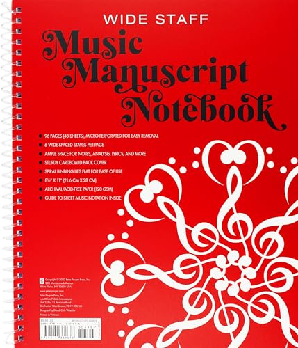 PETER PAUPER PRESS Music Manuscript Notebook (Wide Staff. Perforated pages for easy removal.)