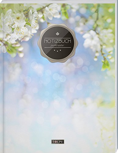 TULPE Punktraster Notizbuch A4 „C071 Frühlingsblüher“ (140+ Seiten, Vintage Softcover, Punktkariertes Papier - Bullet Journal, Dickes Notizheft, ... Gepunktete Seiten, Dot Grid Notebook)