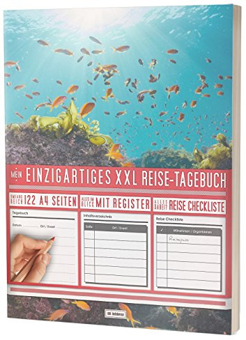 Mein Reisetagebuch • 122 Seiten, Register, Kontakte / Neue Auflage mit Reise Checkliste / PR401 „Unterwasser“ / DIN A4 Soft Cover