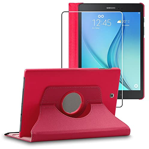 ebestStar - Funda para Samsung Galaxy Tab A 9.7 T550 / S Pen P550, Carcasa Capa Giratoria, 360 Protectora, Cuero PU Soporte, Rosa + Cristal Templado