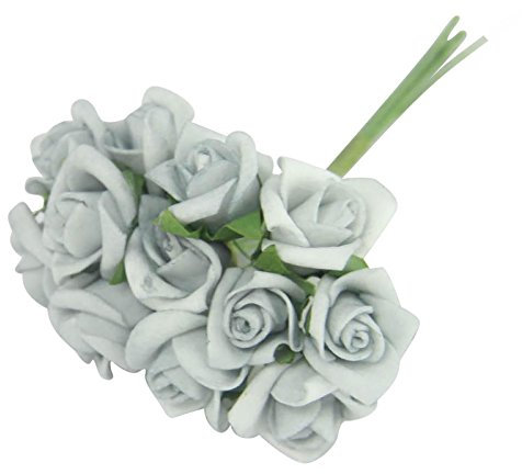 Bundles of 12 Mini Foam Rose Bunches! Bulk Wholesale Artificial Flowers Craft[Grey,1 Bunch]