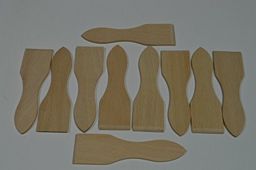 Unbekannt 10 Stück Raclette Schaber Spachtel (ca. 13 X 3,8 cm) aus Buchenholz