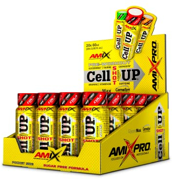 Amix - Cellup Shot - Suplemento Alimenticio - Contiene Cafeína - Aumenta la Fuerza y Congestión Muscular - Fórmula Pre-Entrenamiento - Nutrición Deportiva - Sabor a Cola - 20 Viales de 60 ml