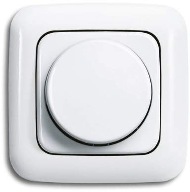 EBROM® Komplettset LED Drehdimmer 1001 + Busch Jäger Rahmen 2511- und Scheibe 2115-214 alpinweiß Refex Si - UP Unterputz LED Dimmer - Phasenabschnitt, LED 5-150 Watt, dimmbare Halogen etc. 15-400 W/VA