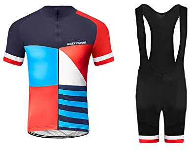 UGLY FROG Radtrikot Herren Fahrradbekleidung Set Outdoor Sports Kurzarm Radkleidung + Radfahren Latzhose Shorts im Sommer