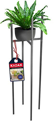 KADAX Blumenständer, wetterfester Pflanzenständer aus Stahl, Blumentopfhalter für Innen, Außen, Balkon, Terrasse, Blumenhalter, Deko, moderner Blumentopfständer, schwarz (26 x 26 x 87 cm)