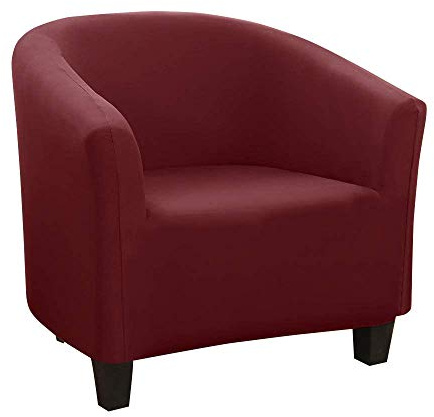 Wins Sesselüberwürfe Club Stuhlhussen Cocktailsessel Hussen Sesselschoner Sesselhusse Sesselbezug Spandex Elastisch Husse für Clubsessel Weinrot