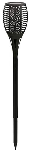 Dehner Solarleuchte Flammenfackel Jumbo, Ø 12 cm, Höhe 75 cm, Kunststoff, schwarz