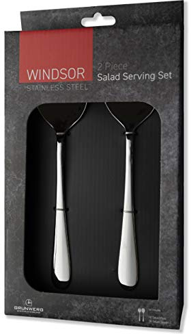 Grunwerg Windsor Carded 2-Piece Salad Serving Set 2BXSLDWDR, 18/0 Stainless Steel