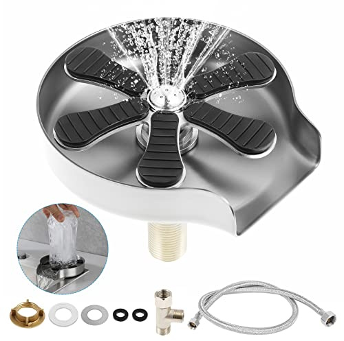 Dyna-Living Edelstahl Gläserspüler, Automatische Glasspüler Waschbecken | Glas Spüler Tassenspüler, Cup Washer Flaschenwascher, Eingebetteter Glass Rinser für küchenspüle Bar Zuhause (Pistolengrau)