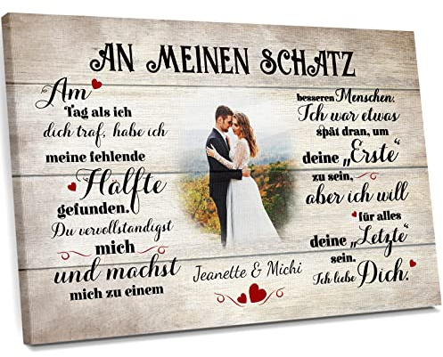 Love Faith An meinen Schatz (an ihn) Paar-Leinwand 60 x 40 cm - Personalisiertes Wandbild als Geschenk für Mann/Freund mit eigenem Foto als Jahrestagsgeschenk für Partner