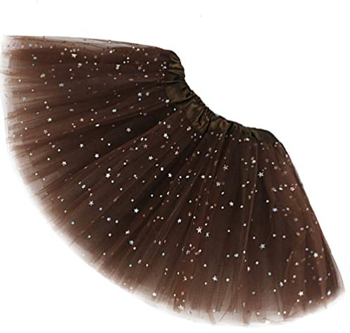 Ugitopi Sparkle für Mädchen Prinzessin Ballett Dance Layered Tüll Tutu Röcke, OneSize Coffee