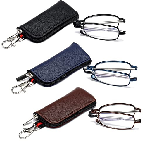 OWTXIS Faltbare Lesebrille für Herren Damen, Schlüsselanhänger kompakte Leser blaues Licht tragbare Taschenbrille