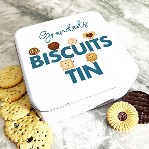 Fingerprint Designs Square Funny Cookies Grandad's Personalised Biscuit Tin