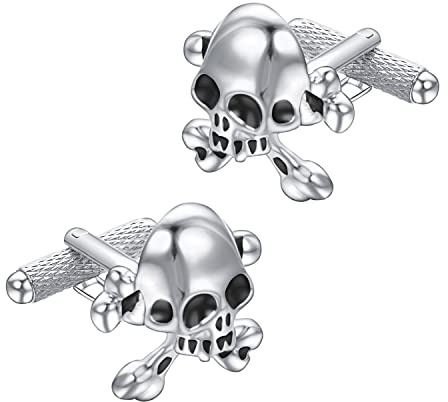 Asienice Halloween Pirate Cufflinks For Mens Silver Cufflinks Skull And Bones Punk Style Theme Party Suit Accesorries