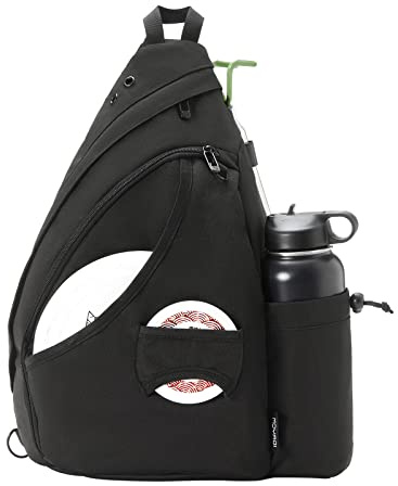 MOYAQI Disc Golf Bag with Retriever Holder and Storage Pockets, Disc Golf Backpack with 8-10 Disc Capacity, Padded Adjustable Strap and Back Panel, Lightweight and Durable (Black)