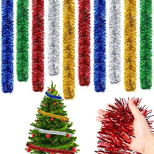 Cindeer 66 Feet/20 Meters Luxury Chunky Tinsel Garland for Indoor & Outdoor Decor (Multicolor)