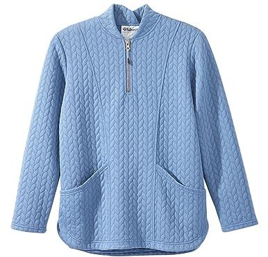 Women’s Easy Dressing Open Back Adaptive Half Zip Tracksuit Top - Ocean SMA