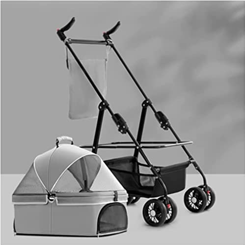 Teilbare Hundebuggys für kleine mittelgroße Hunde bis 20 kg, Haustierbuggy für Katzen/Hunde, Hundebuggys ohne Reißverschluss, Kinderwagen mit verstellbarer Markise, reißverschlussl