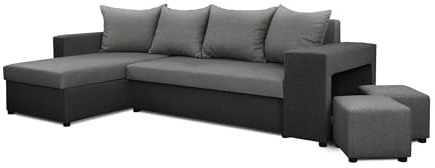 Generisch Möbel NAWSTOL - Ecksofa mit Schlaffunktion 205x130 cm - Eckcouch mit Bettkasten - Ecksofa Wohnlandschaft L Form (Linke oder RECHTE)