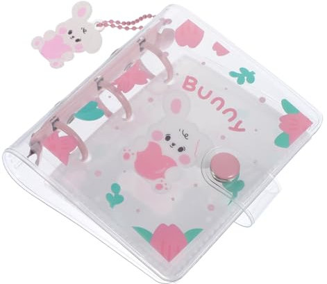 TOPBATHY Sticker Storage Buch Pvc Karton Album Für Foto Und Kartenorganisation -lochung Geeignet Für Kleine Karten Und Sticker Süßes Pinkes Cartoon-hase Design