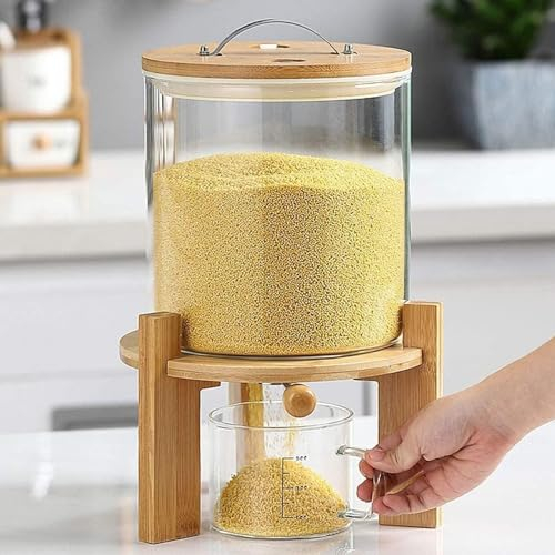 VFDZ Dispensador de Arroz, Dispensador de Cereales y Legumbres, Contenedor de Alimentos con Taza Medidora, Contenedor de Almacenamiento, Práctico y Hermoso - Fuerte y Resistente(Size:5L)