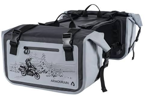 ARMOURAIN Motorrad Seitentasche 50L (25L*2) Kofferraum Sitztasche Satteltasche Motorradzubehör (Grau)