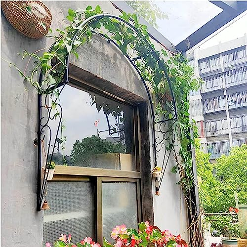 Dekorative Bögen aus Schmiedeeisen, an der Wand montierte Rosenbögen für Kletterpflanzen, Blumen und Weinreben, Fenster, Gärten, Veranden, Metallgitter für Terrassen