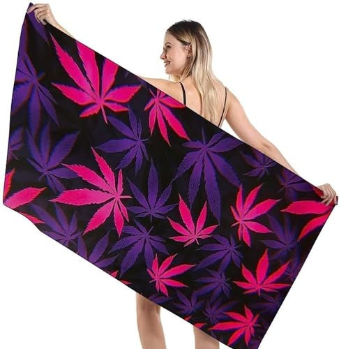 okoikfc 3D Strandtuch 90x180 cm Ahornblatt Badetuch Groß Ahornblatt Microfaser Handtücher Weich Schnell Trocknen Strandhandtuch Herren Frauen Badetücher, Strandtücher Strandlaken Handtuch A1677