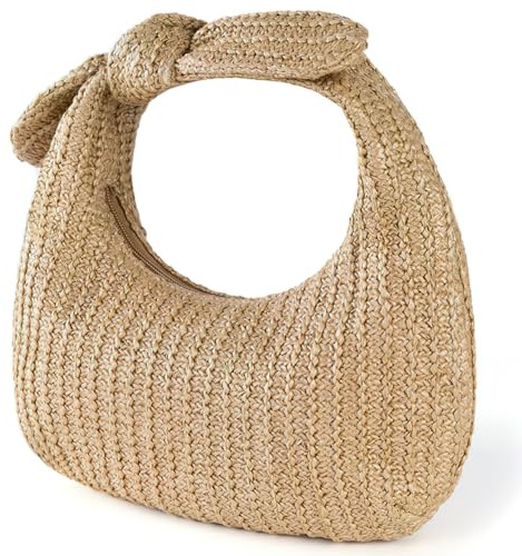 Holibanna Straw Handwoven Clutch Bag with Bow, Lightweight Tote for Women