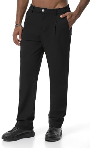 Red Bridge - Pantaloni lunghi da uomo, in tessuto, leggeri, casual, Nero , XXL